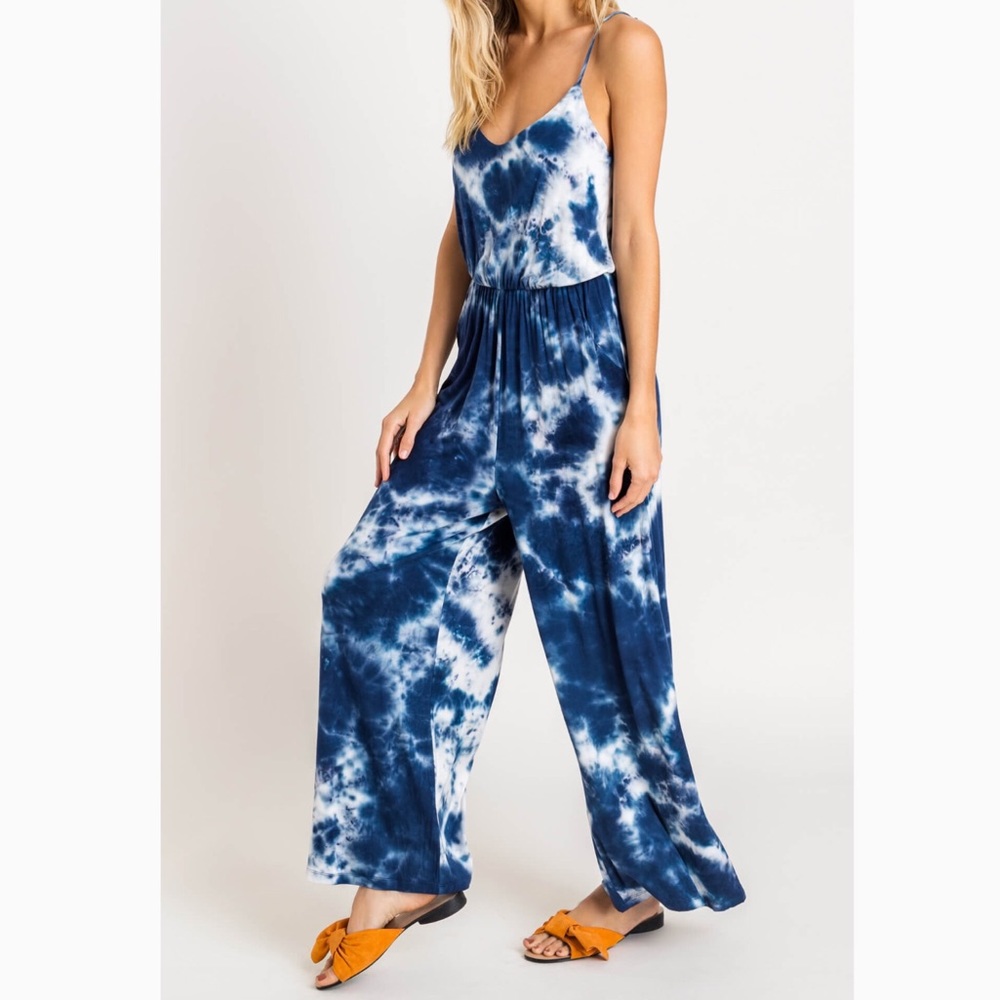 Ocean Breeze Tie Dye Wide Leg Jumpsuit - Picture 1 of 3